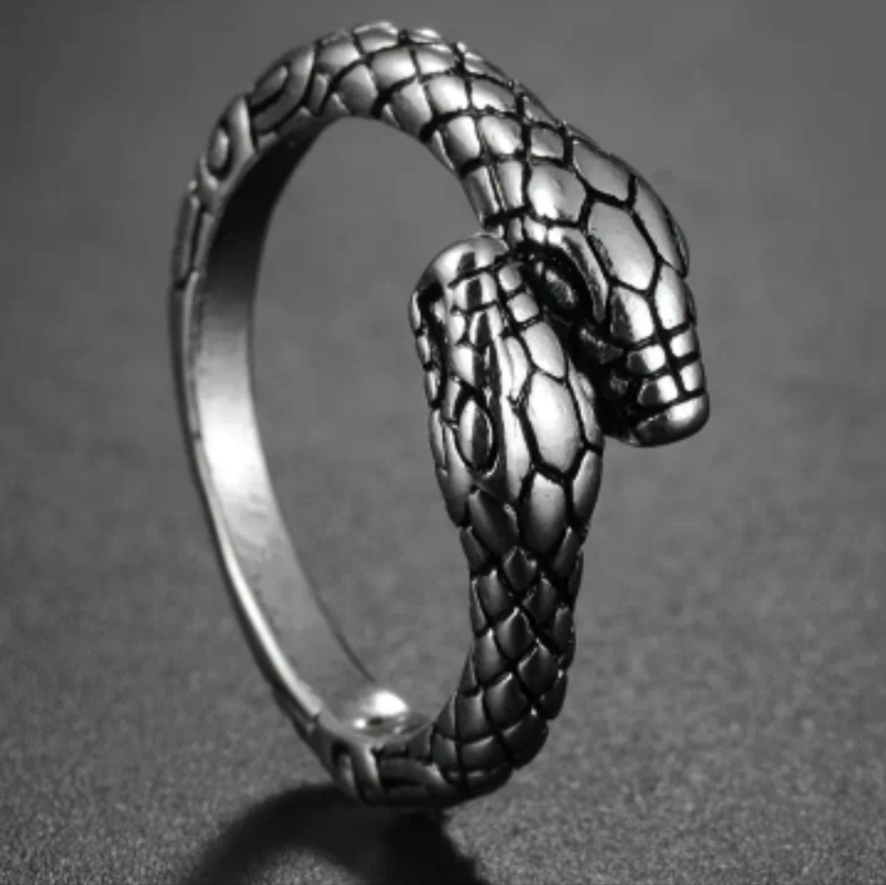 Gothic Double Headed Snake Open Ring Punk Unisex